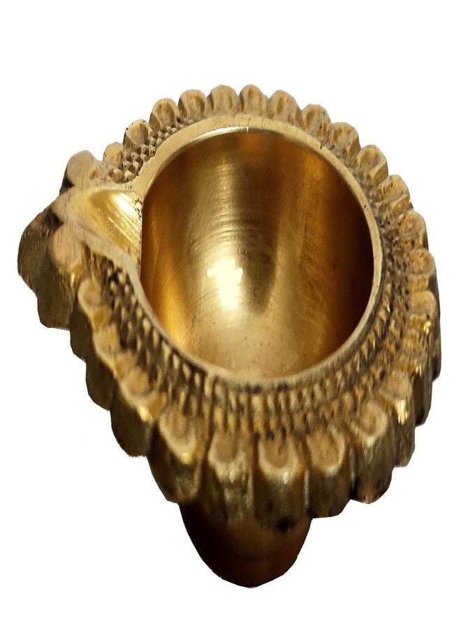 Purpledip Brass Diya Oil Lamp Holder: Flower Shape Aarti Deepak (12247) - Image 3